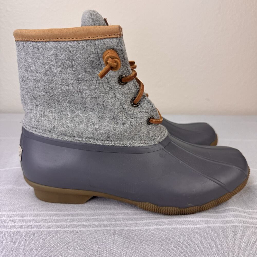 Sperry Top-Sider Saltwater Wool Embossed Waterproof Duck Boots STS82475 Gray 7.5 - Picture 3 of 15